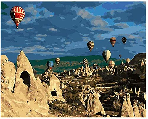 Lsdakoop Pintura por números para adultos Turquía paisaje DIY pintado a mano pintura al óleo para niños principiantes lienzo impresión casa Deco 40 x 50 cm (sin marco)