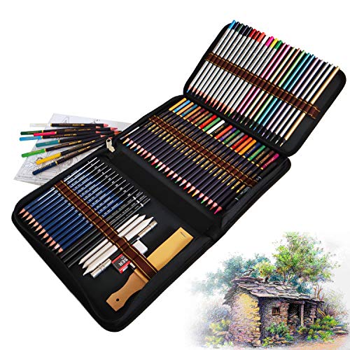 Lapices Colores Profesionales, 24 Lapices Acuarelables, 12 Lapices Colores 12 Lapices Metálicos 12 Lapices de Dibujo y Accesorios para Artistas, Profesionales e Niños
