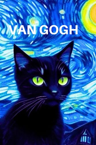 Van gogh Cat Notebook , Starry Night Cat Van Gogh Style, Van Gogh Artistic Journal