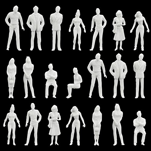 XAVSWRDE 100 Piezas Figuras Miniaturas de Personas a Escala 1:75 de 13 Estilos Personas en Miniaturas para Maquetas Muñecos Blancos sin Pintar para Manualidades Modelismos Arquitecturas