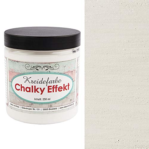 Ideen mit Herz - Pintura de tiza efecto Chalky, 250 ml, altamente opaca, ultramate, con base de agua, color tiza para efecto shabby chic y vintage, color blanco antiguo