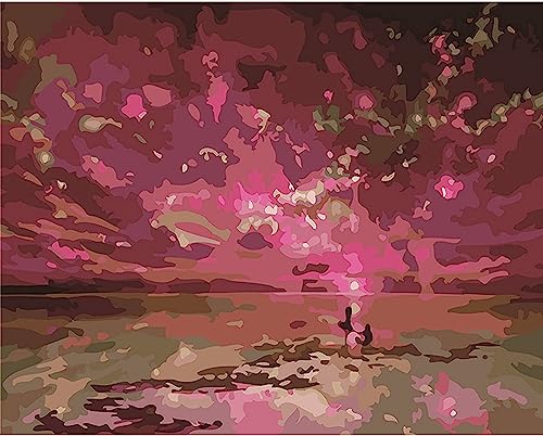 UBEYBI Paint By Number Pintar Por Números Para Adultos Niños Abstracto Paisaje Rosa Bricolaje Pintura Por Números Kits Principiante Con Pinceles Lienzo Acrílico Pintura Al Óleo Artes Artesanía Pa