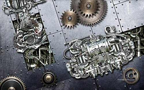 Papel Pintado Máquina De Engranajes De Metal Fotomural 3D Moderno Papel Tapiz Wallpaper Mural 380x265cm
