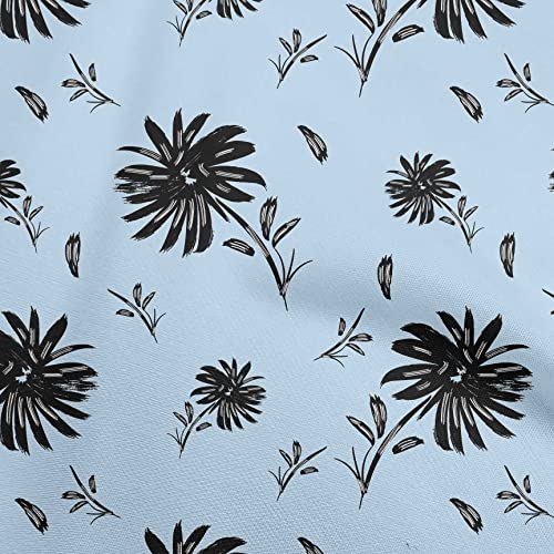 oneOone Cambric Algodn Azul Gris¡ceo Tela Floral Tela Para Coser Impreso Arte De La Tela Por El Metro 42 Pulgada De Ancho