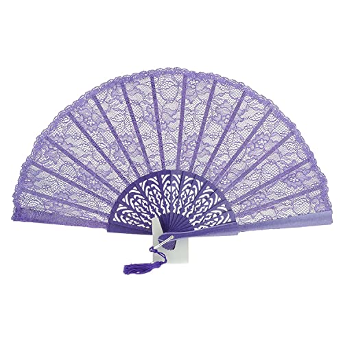 PAULA ALONSO PA Abanico Morado Ceremonia Eventos Madera Artesanal Talla: U Color: MORADO