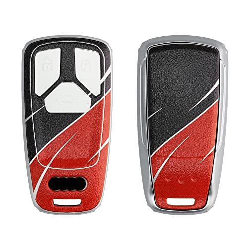 kwmobile Funda para Mando de Coche Compatible con Audi - Carcasa de TPU Tipo Cuero con Botones para Coche - Bicolor