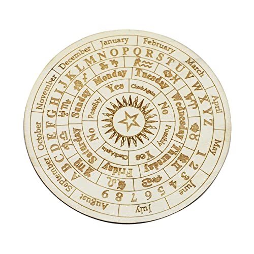 Irishom Tablero De Péndulo De Estrella, Tablero De Adivinación De Radiestesia De Madera, Tablero De Mensajes Metafísico Redondo, Suministro De Brujería para Principiantes De Altar Wiccan De Brujería