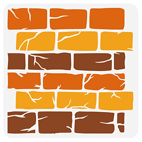 BENECREAT Plantillas de ladrillo, 30 x 30 cm, con textura de ladrillo agrietado irregular, plantillas de pintura para álbumes de recortes, tarjetas, arte de pared, muebles de lona