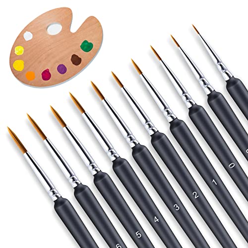 Pinceles para Pintura 10 Piezas, Pinceles Acrilico para Acuarela, Óleo, Acrilico, Set de Pinceles Miniatura de Artista para Principiantes