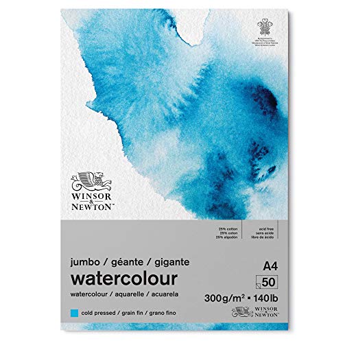 Winsor & Newton papel de acuarela, Mezcla de 25% algodón y Fibras de celulosa, Blanco Claro Natural, DIN A4