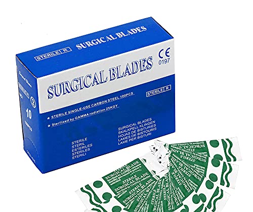 SUMEDTEC – Pack de 100 cuchillas de repuesto bisturí nº 10 Estériles - Cuchillas escalpelo - Bisturí quirúrgico – Hojas de Recambio