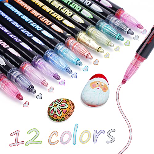 TEVILIK Rotuladores Purpurina, 12 Colores Rotuladores Magicos Cambio Color, Rotuladores Lettering Metalicos para Pintar, Scrapbooking, Vaso, Cerámica, Manualidades Niños, Regalo Niña 4-12 Años