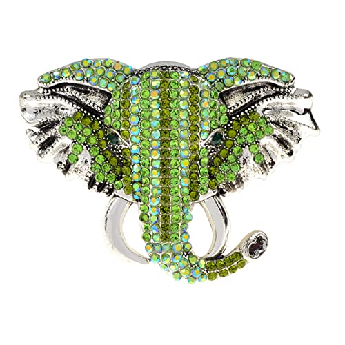 Broche de nariz de elefante de ladrillo de dibujos animados lindo animal corsage vintage pin accesorio, verde, 6.2 * 4.7CM