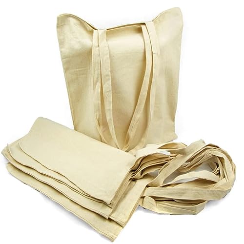 Siglo XXI Bolsa de algodón Natural con Asas largas 145 grs. 10 Unidades. Tote Bag Compra, Saco Tela, Manualidades. Regalo en Cada Pack