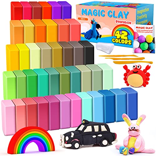 Arcilla Polimerica Secado al Aire - 42 Colores Plastilina Arcilla Para Modelar de Secado al Aire Para Niños, Regalo Para Niños y Niñas de 3 a 12 Años