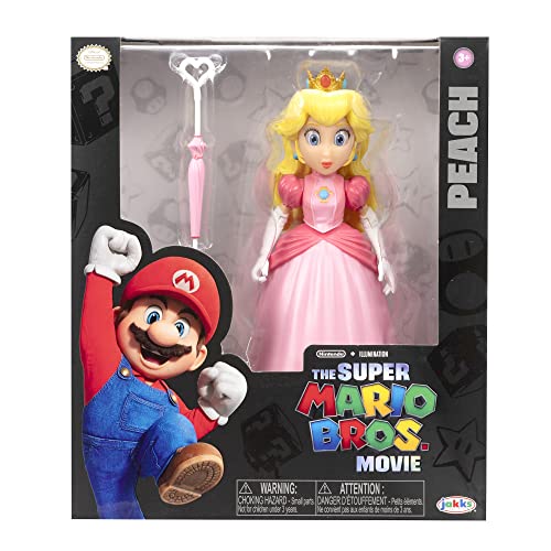 Nintendo Super Mario - Figura Peach de 13 cm Totalmente Articulada - Juguete Peach con Hasta 8 Puntos de Articulación - Juguete Finamente Detallado con Ojos de Cristal - Juguetes Niños 3 Años +