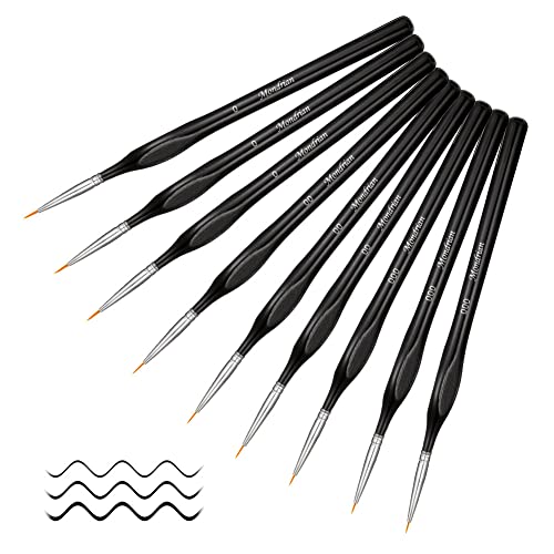 9 Piezas Pinceles Miniaturas, Pinceles para Pintura 0 00 000 Pinceles Oleo Profesional Pinceles Finos Pinceles Pequeños para Pintar Pinceles de Detalle,para Cualquier Superficie y Variados Pigmentos