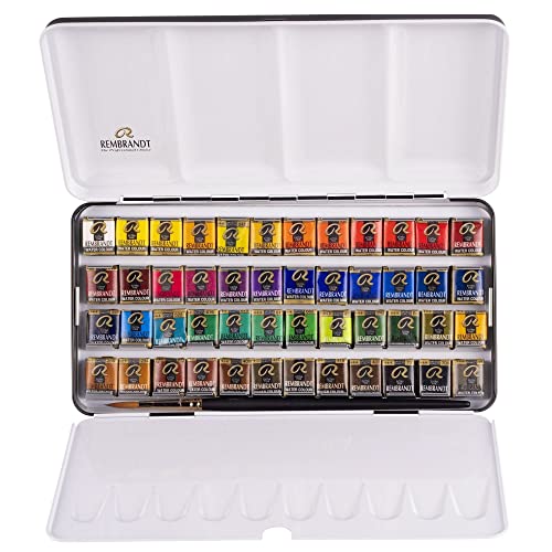Rembrandt Watercolour Box (48 Pans & Sable Brush)