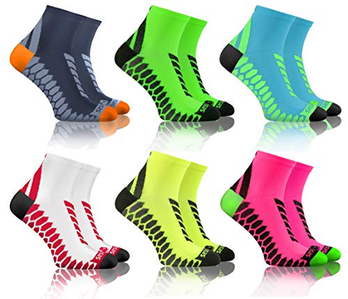 Sesto Senso Calcetines Deporte Colores Cortos Hombre Mujer 3-12 Pares Gris Verde Turquesa Blanco Amarillo Rosa 39-42 6 Pack Mix