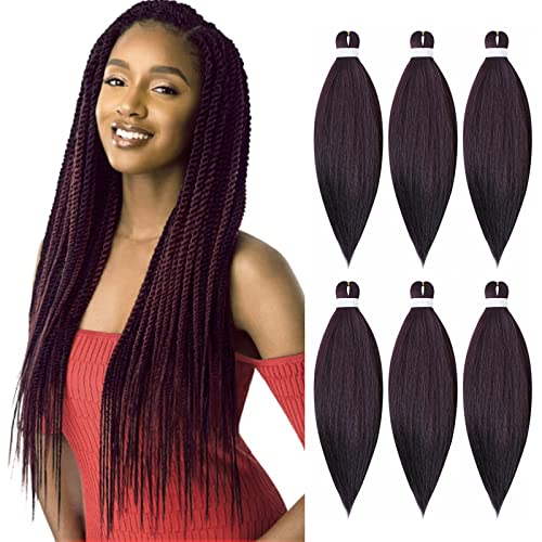 BLTYXT Pelo trenzado preestirado de 26 pulgadas, fácil trenzado, 6 paquetes de fibra sintética profesional sin picazón, trenzas EZ con textura Yaki y extensiones de cabello trenzado (99J#)