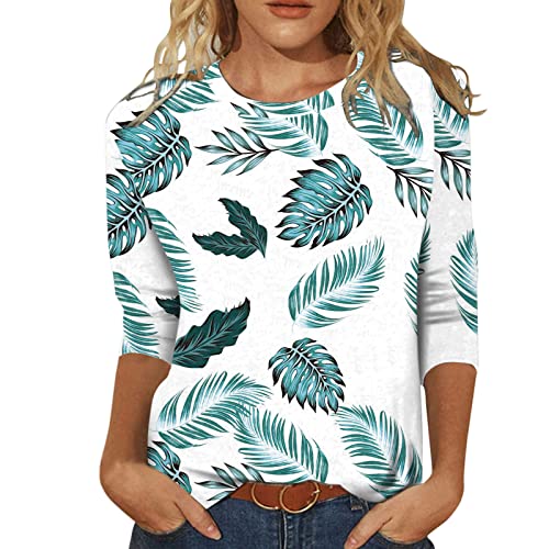 Camisas de manga de primavera Tops Blusas 3/4 Casual Cómodo redondo Cuello para mujer Blusa suelta de de verano para mujer Camiseta De Seda Mujer Camisetas Dibujos Camisetas Mujer Despedida De Soltera
