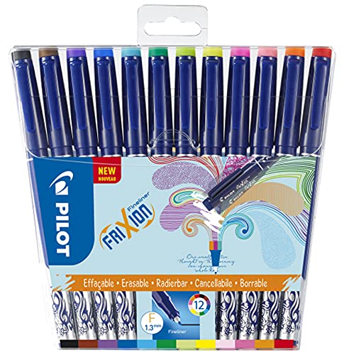 FriXion Fineliner - Lote de 12 rotuladores, punta fina, colores surtidos