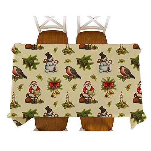 XXDD Mantel Decorativo navideño de Dibujos Animados Santa muñeco de Nieve pingüino Zorro Alce Mantel Cuadrado Rectangular Cubierta de Mesa de Comedor para decoración A8 135x180cm