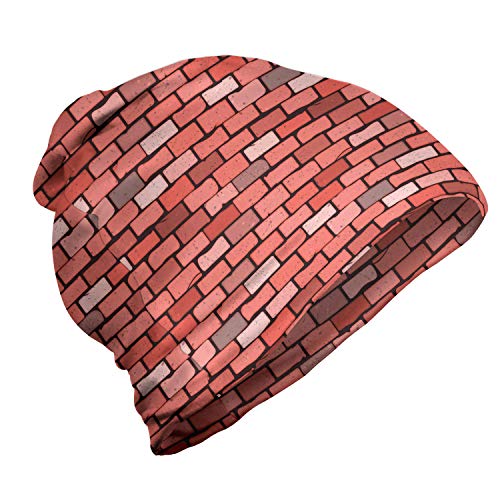 ABAKUHAUS Ladrillo Gorro Unisex, Bloques de Pared de Estilo de Dibujos Animados, Tela Suave 100% Microfibra Estampada Ideal para Actividades al Aire Libre, Coral Multicolor