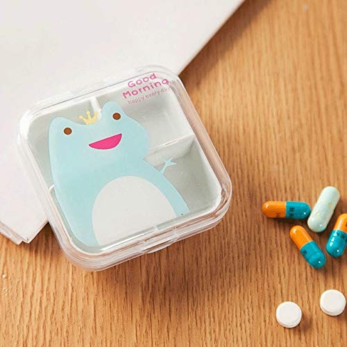 GDLGDL Caja De Tabletas De Vitaminas Portátil Caja De Pastillas De Dibujos Animados Caja De Almacenamiento De Alimentos De Plástico Caja De Almacenamiento Rana Verde