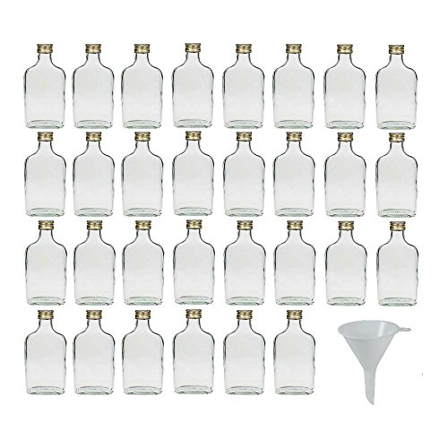 Viva-artículos de Uso doméstico - 30 Botellas de Cristal 200 ml con tapón de Rosca para llenar Incluye Embudo diámetro 7 cm