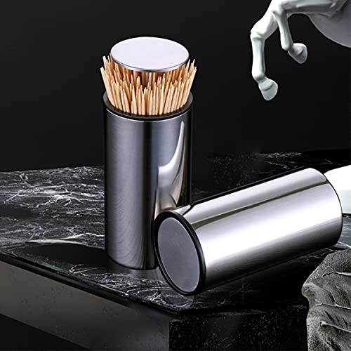 Suporte de Mondadede aço Inoxidável Paliteira Dispensador, Automático Palillero Dispensador, Soportes de Palillos de Dientes, Adecuado para Familias, Restaurantes, Hoteles