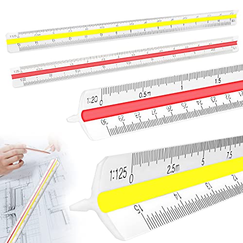 Regla de escala (2 unidades, 30 cm, escalas métricas 1:20, 1:25, 1:50, 1:75, 1:100, 1:125/1:100, 1:200, 1:250, 1:300, 1:400, 1:500 Varilla, para Ingene. nuestros alumnos arquitectos