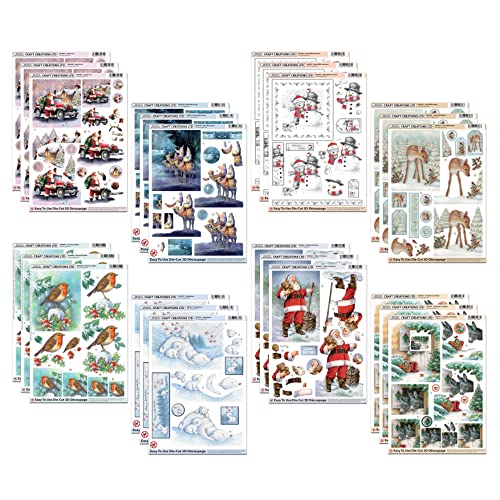 Katy Sue Paquete de Navidad 3D troquelado (24 hojas) para hacer tarjetas y manualidades