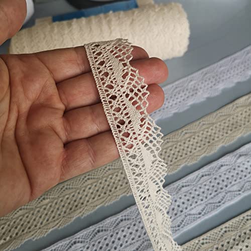 Encajes y Puntillas Encaje de Bolillos de algodon Crudo festoneado Altura cm.2,5 Paquete de mt.10 ideal para decorar vestidos costura creativa manualidades bomboneras Art.1116