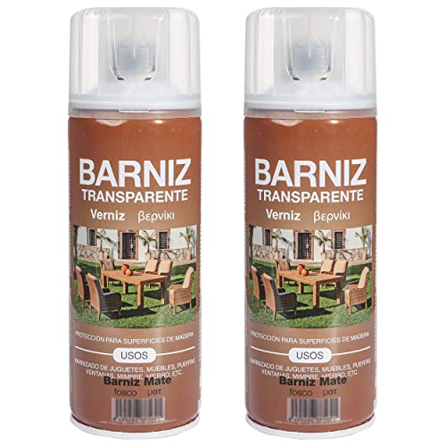 Etrexonline Pintura Spray Multicolor Profesional 400ml Adecuado Metal Madera y Plástico - Color Barniz Mate (Paquete de 2)