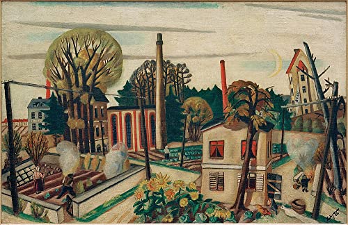 EfeMir Impresiones Abstractas Pintura de Póster Pinturas famosas Paisaje cerca de Frankfurt con fábrica de Max Beckmann para decoraciones del hogar 60x90cm