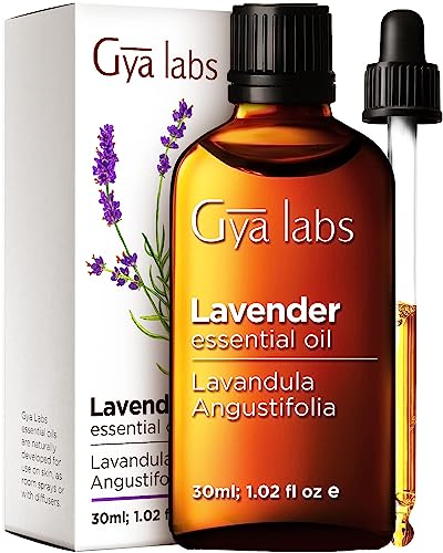 Gya Labs Lavenda Esenca Oleo por Streso-Malpezigo, Dormo kaj Malstreĉiĝo - Topika por Seka Haŭto - Enspiru por Malpezigi Tension - 100 Pura Terapia Grada Lavenda - 30ml