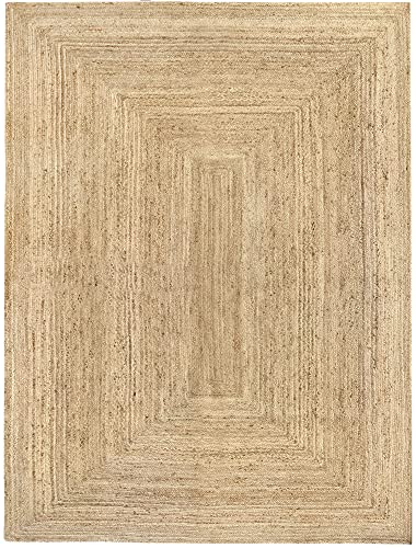 HAMID Alfombra Yute Alhambra Color Natural - Alfombra 100% Fibra de Yute, Trenzado a Mano, Alfombras de Salón, Comedor, Dormitorio, Pasillos, Color Natural (300x400cm)