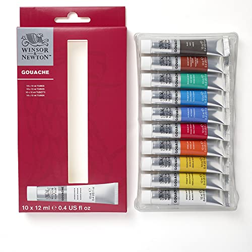 Winsor & Newton Gouache, Set iniciación de 10 tubos de 12ml, colores surtidos