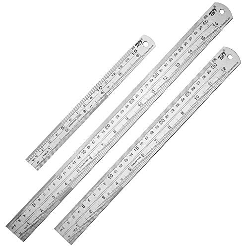 3 Pcs Reglas de Acero Inoxidable, Regla Metalica 15 cm/30 cm/40 cm - Regla Recta con Métrica&Imperial, Regla de Acero Inoxidable Regla de Metal Kit de Regla de Precisión para Medir/Dibujo/Carpintería