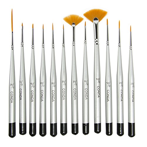 CONDA 12 Pinceles para Acrilico Profesional Pinceles de Pintura De Detalle, Pinceles Acuarela para Acrílico, Acuarela, óleo, Modelos, Kits de avión, Suministros para Artistas de Uñas
