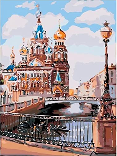 UBEYBI Paint By Number Pintar Por Números Para Adultos Principiantes Niños Ciudad Rusa Paisaje Bricolaje Kit De Pintura Al Óleo Sobre Lienzo Con Pinceles Y Pigmento Acrílico Artes Artesanía Para