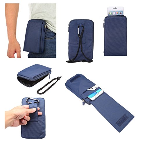 DFV mobile - Funda Multiusos Universal con Varios Compartimentos para Cinturon y Mosqueton para PELEPHONE GINI W5 - Azul XXM (18 x 10 cm)