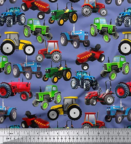 Soimoi 58 Pulgadas De Ancho De Costura De La Tela De Rayon Viscosa 115 gsm Tractor De Impresion por El Contador-Griso¡CEO Azul