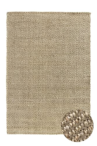 HAMID - Alfombra de Yute Alcázar, 100% Fibra de Yute Natural, Alfombra Suave, Tejida a Mano, Alfombra de Salón, Comedor, Dormitorio, Pasillos, Entrada - Natural (350x250cm)