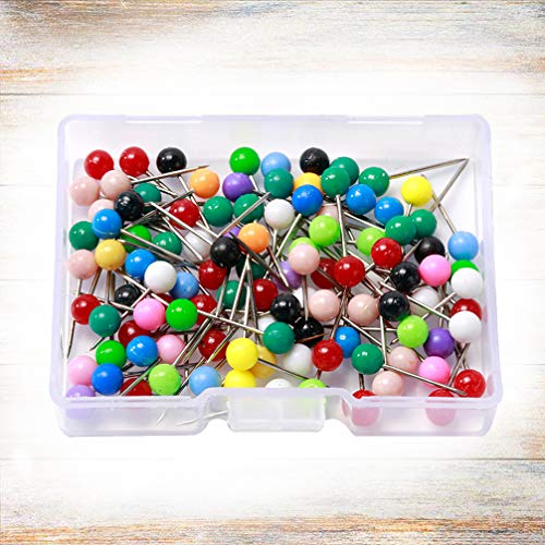 100Pcs 4Mm Alfileres de Costura de Cabeza de Bola con Caja Cabeza Colorida Alfileres de Acolchado Recto Pin de Dibujo Diy Proyectos de Costura Suministros para Joyería de Corte Y Confección