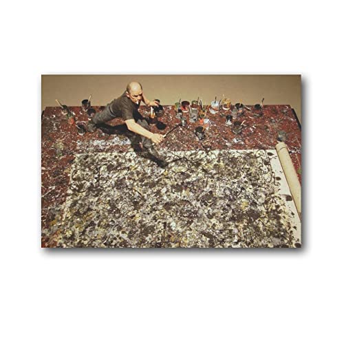Póster de Jackson Pollock The Painter Dribbled His Work Poster de obras de arte geniales Pintura Arte de la pared Impresiones en lienzo para colgar carteles de 24 x 36 pulgadas (60 x 90 cm)