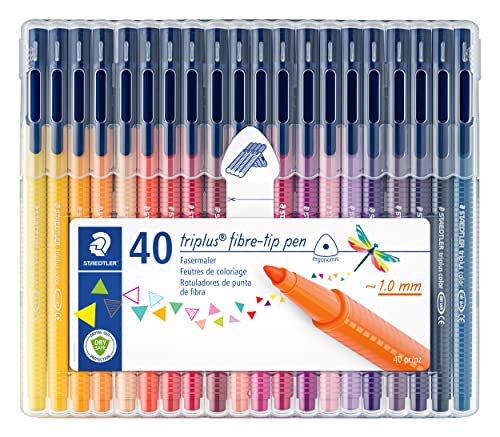 STAEDTLER Triplus Color 323 SB40 - Estuche exclusivo box con 40 Rotuladores Triplus Color 323, colores surtidos