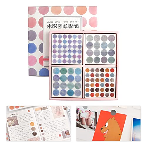 100 Hojas Pegatinas de Puntos Colores, 2600 Piezas Redondos Adhesivos, Pegatinas de Acuarela Set de Regalo Rotulador Sencillas Manualidades DIY para Calendarios, Notas, Pegatinas para Fotos
