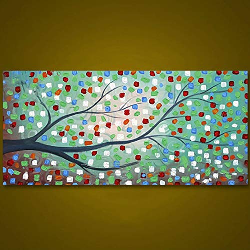 Pintura Al Óleo Pintada A Mano,Arte pintado a mano abstracto pared arte pintura al óleo sobre lienzo árbol de planta abstracta pintura al óleo Decoración de la sala de estar, como se muestra,
